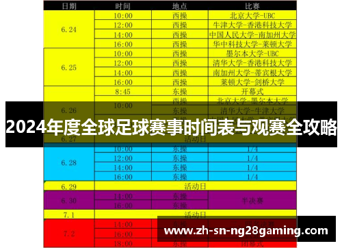 2024年度全球足球赛事时间表与观赛全攻略