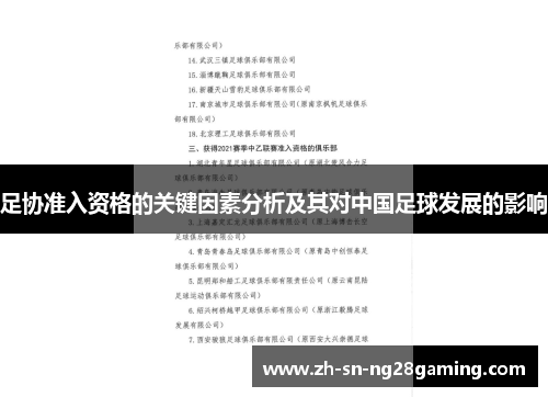 足协准入资格的关键因素分析及其对中国足球发展的影响