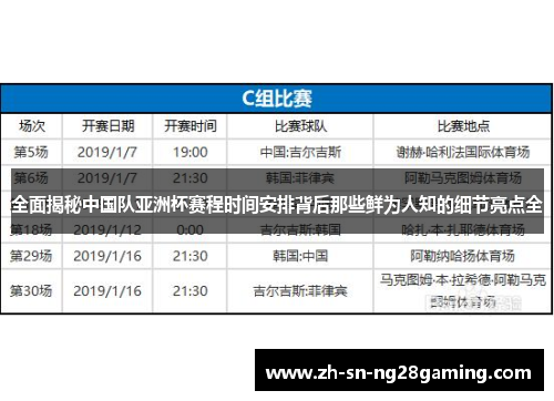 全面揭秘中国队亚洲杯赛程时间安排背后那些鲜为人知的细节亮点全