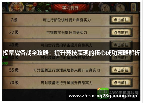 揭幕战备战全攻略：提升竞技表现的核心成功策略解析